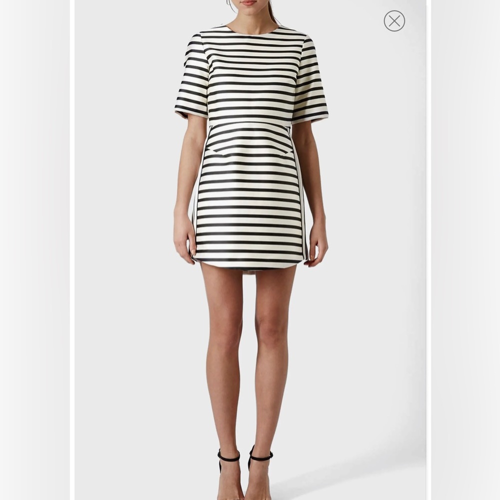 TOP SHOP - striped black white tailored fitted cocktail dress size US 4
